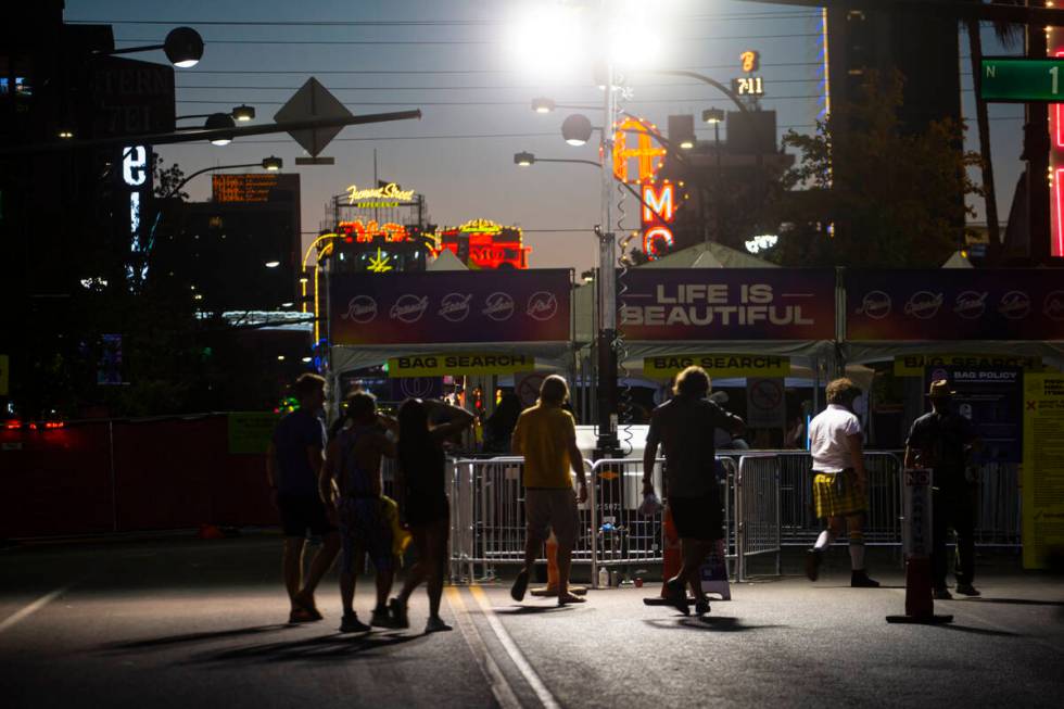 Attendees arrive for the Life is Beautiful festival on Saturday, Sept. 17, 2022, in downtown La ...