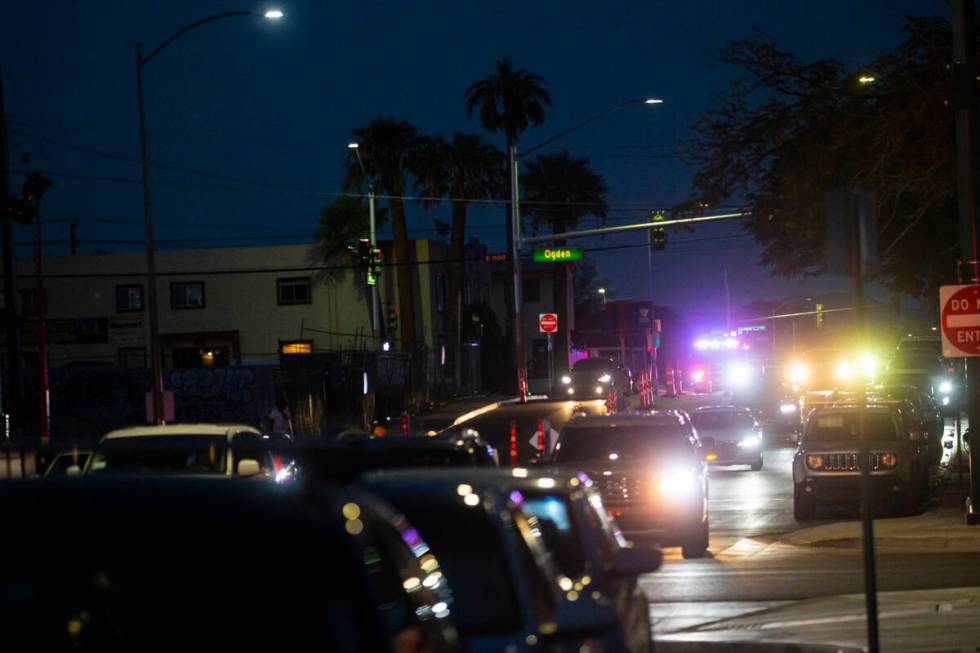 Traffic lines along Maryland Parkway outside of the Life is Beautiful festival on Saturday, Sep ...