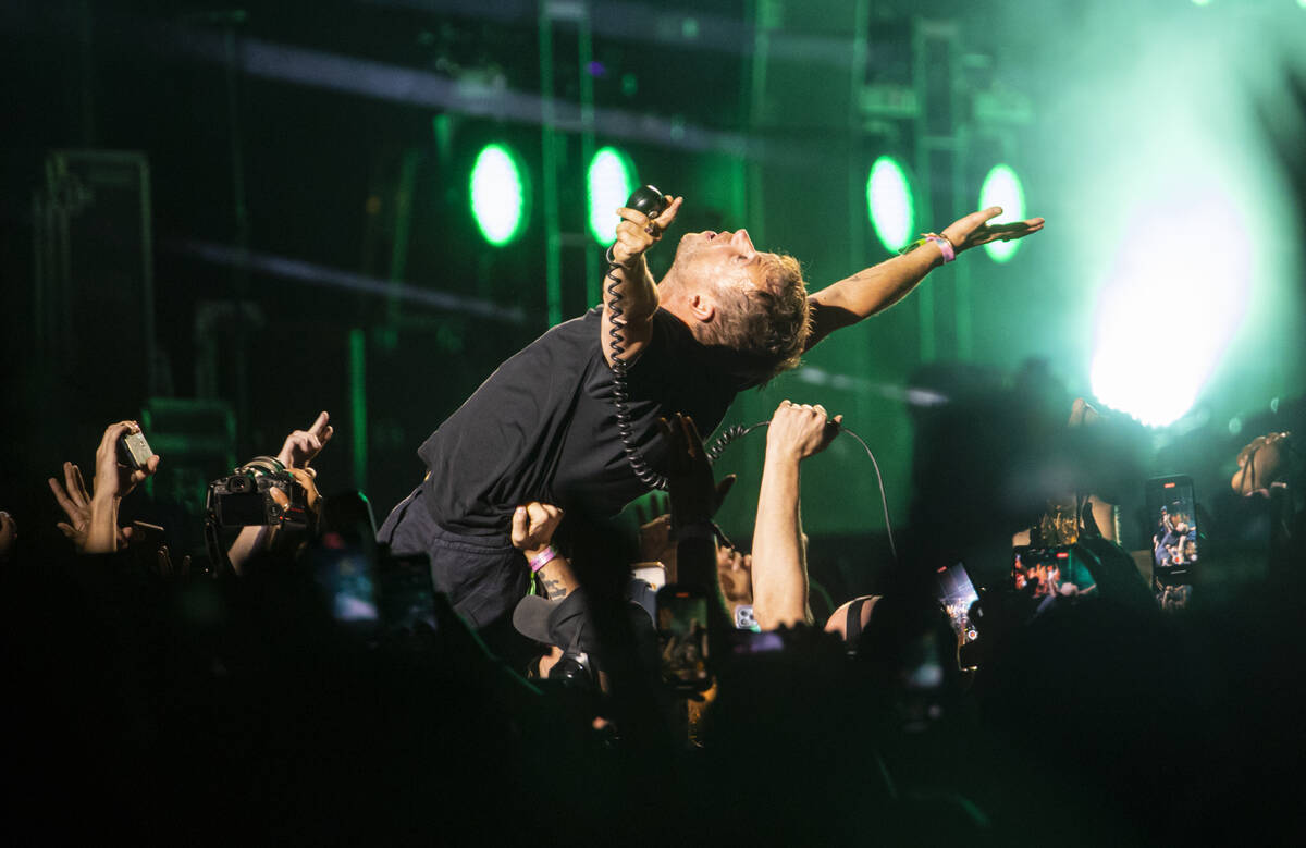 Damon Albarn of Gorillaz performs during the Life is Beautiful festival on Saturday, Sept. 17, ...