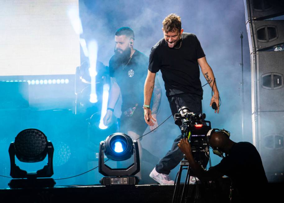 Damon Albarn of Gorillaz performs during the Life is Beautiful festival on Saturday, Sept. 17, ...