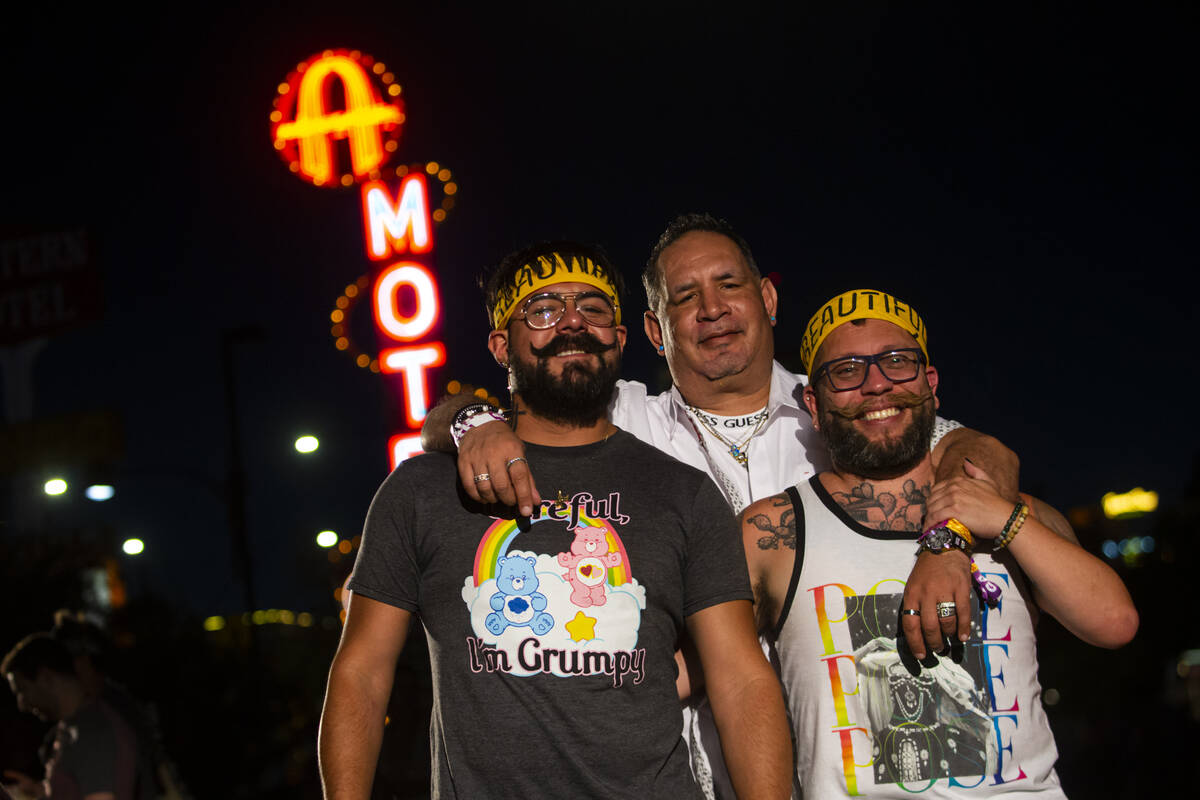 Manny Ruvalcaba, left, of Los Angeles, from left, Joe Garcia, of Las Vegas, and Ray Gonazales o ...