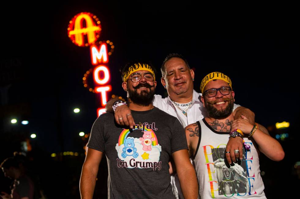 Manny Ruvalcaba, left, of Los Angeles, from left, Joe Garcia, of Las Vegas, and Ray Gonazales o ...