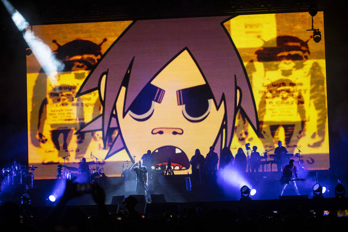 Gorillaz perform during the Life is Beautiful festival on Saturday, Sept. 17, 2022, in downtown ...