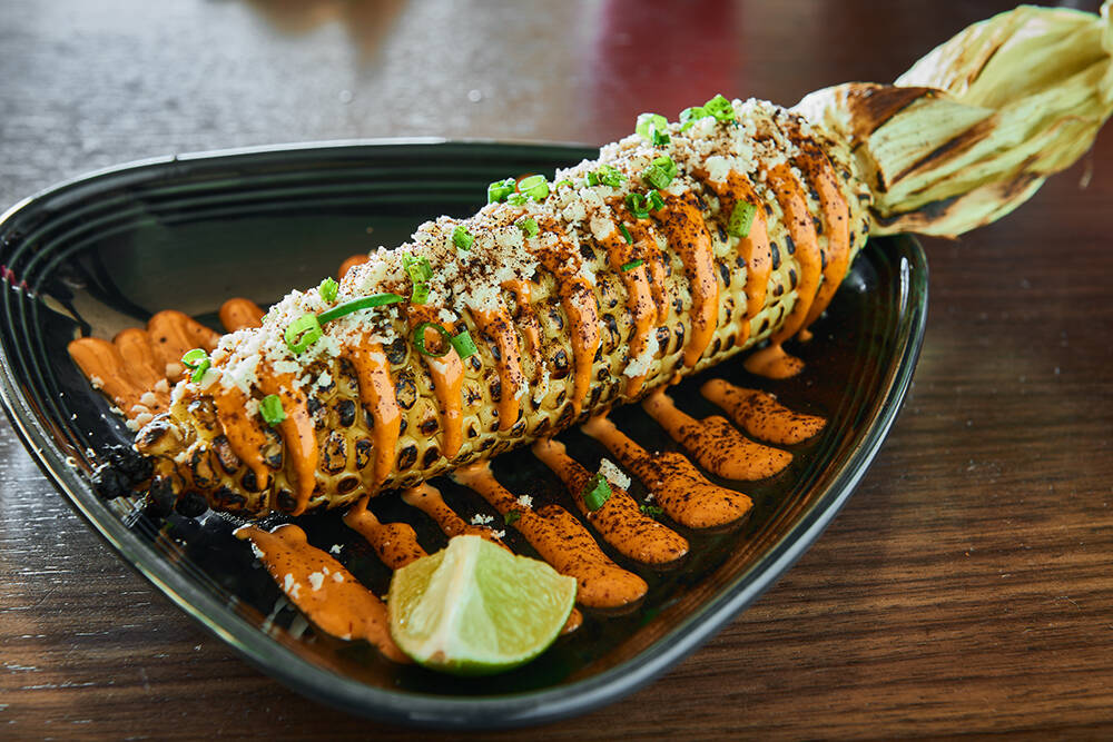 Grilled sweet corn from Sol Mexican Cocina, which is scheduled to open this fall in the Forum S ...