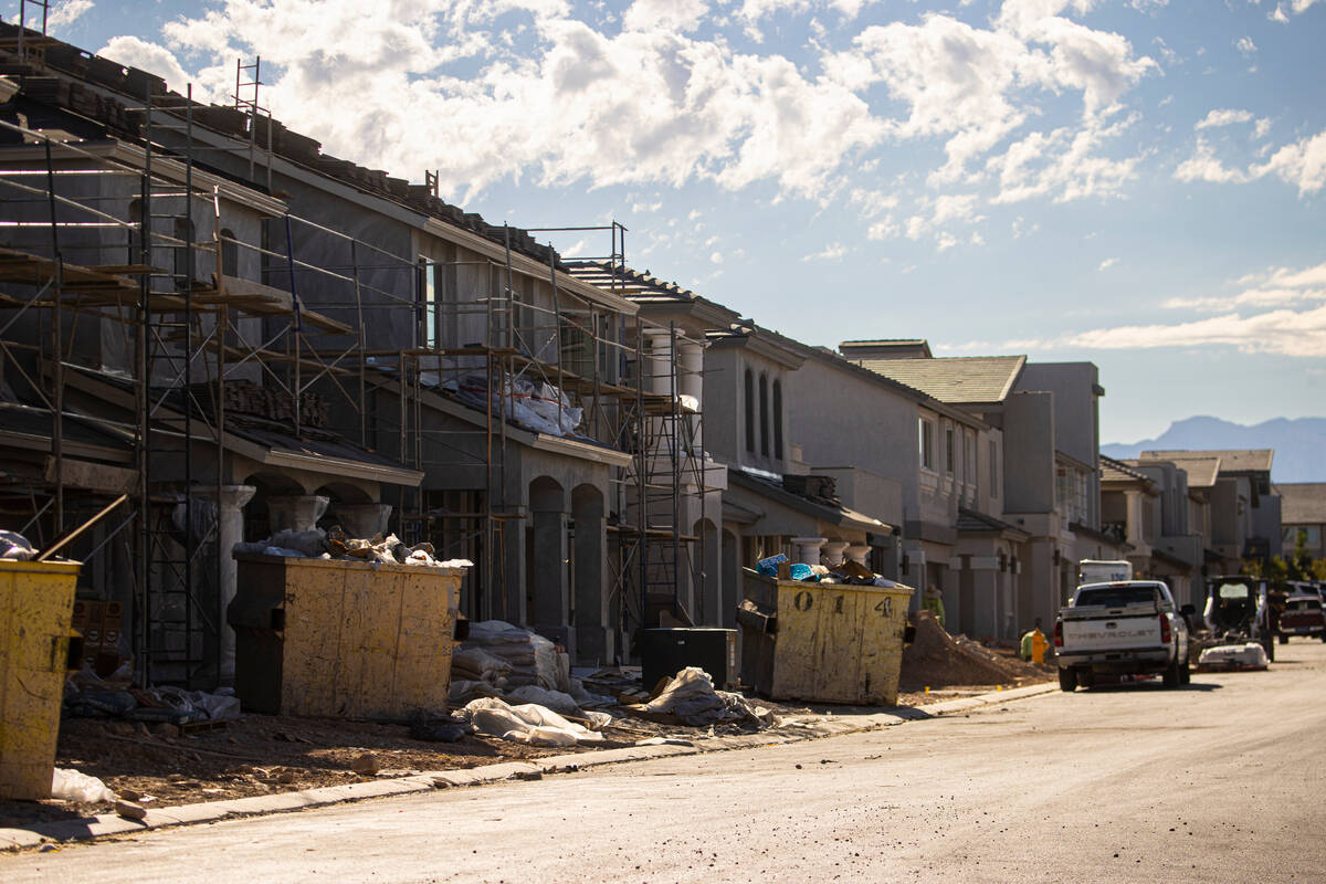 Homes are seen under construction near Wigwam Avenue and Rainbow Boulevard on Monday, Sept. 19, ...