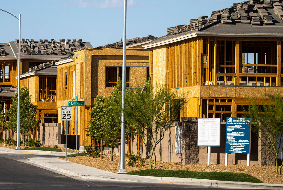 Homes are seen under construction near Wigwam Avenue and Rainbow Boulevard on Monday, Sept. 19, ...