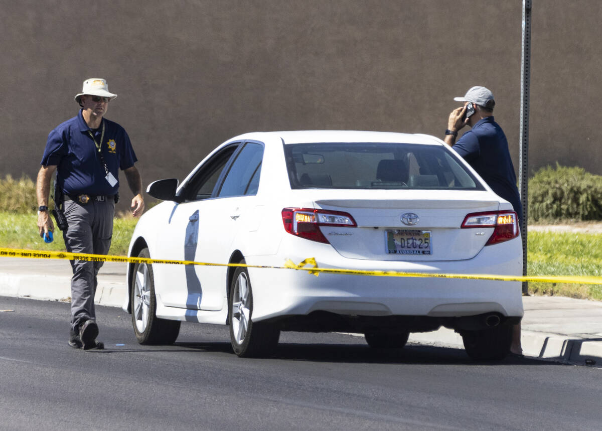Las Vegas police are investigating a fatal collision involving a motorcycle and a white truck a ...