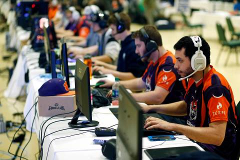 Gamers compete during the Athens Online mega-lan gaming expo, hosted by eSports at the Universi ...