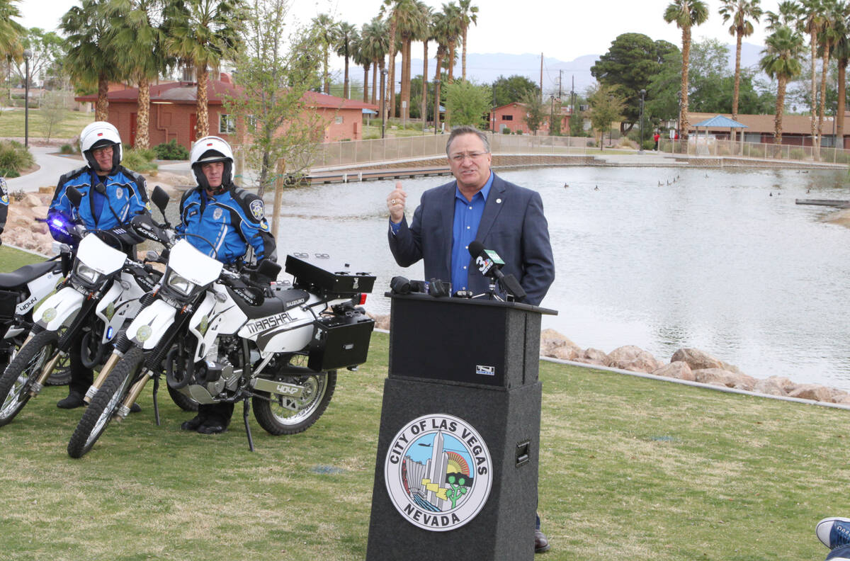 Councilman Steven Ross speaks about a new pilot program during the news conference at Lorenzi P ...