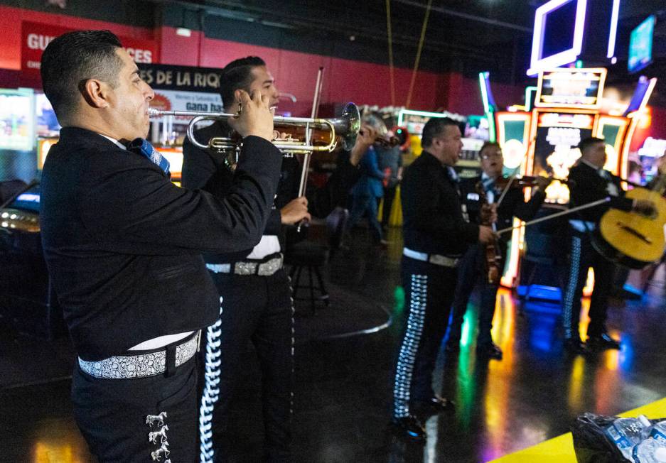 Mariachi Sol Band perform during the groundbreaking ceremony for a new casino and hotel for His ...