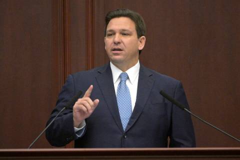 FILE - Florida Gov. Ron DeSantis addresses a joint session of a legislative session, Jan. 11, 2 ...