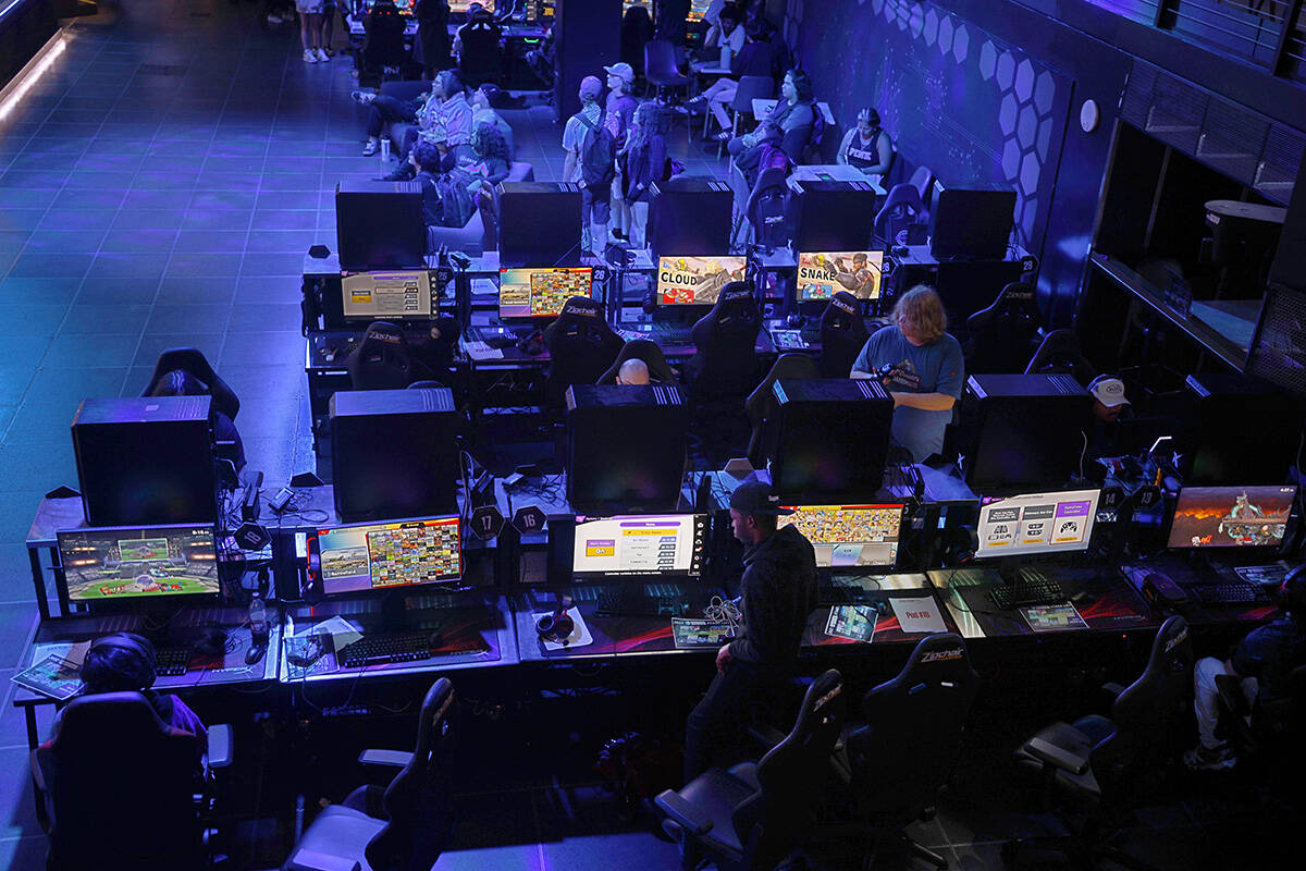 People play games, Friday, Sept. 2, 2022, at the HyperX Arena in Las Vegas. (Chitose Suzuki/Las ...