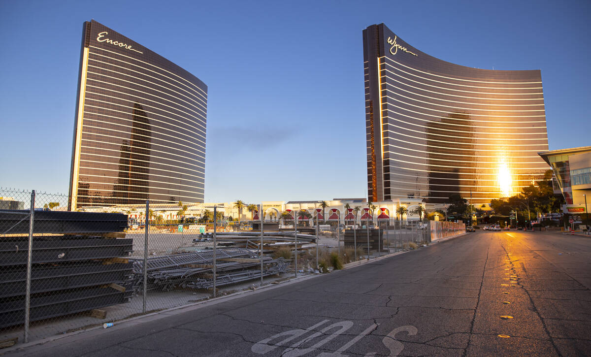 Wynn and Encore are seen north of Fashion Show Drive with owned by Wynn Resorts in the foregrou ...