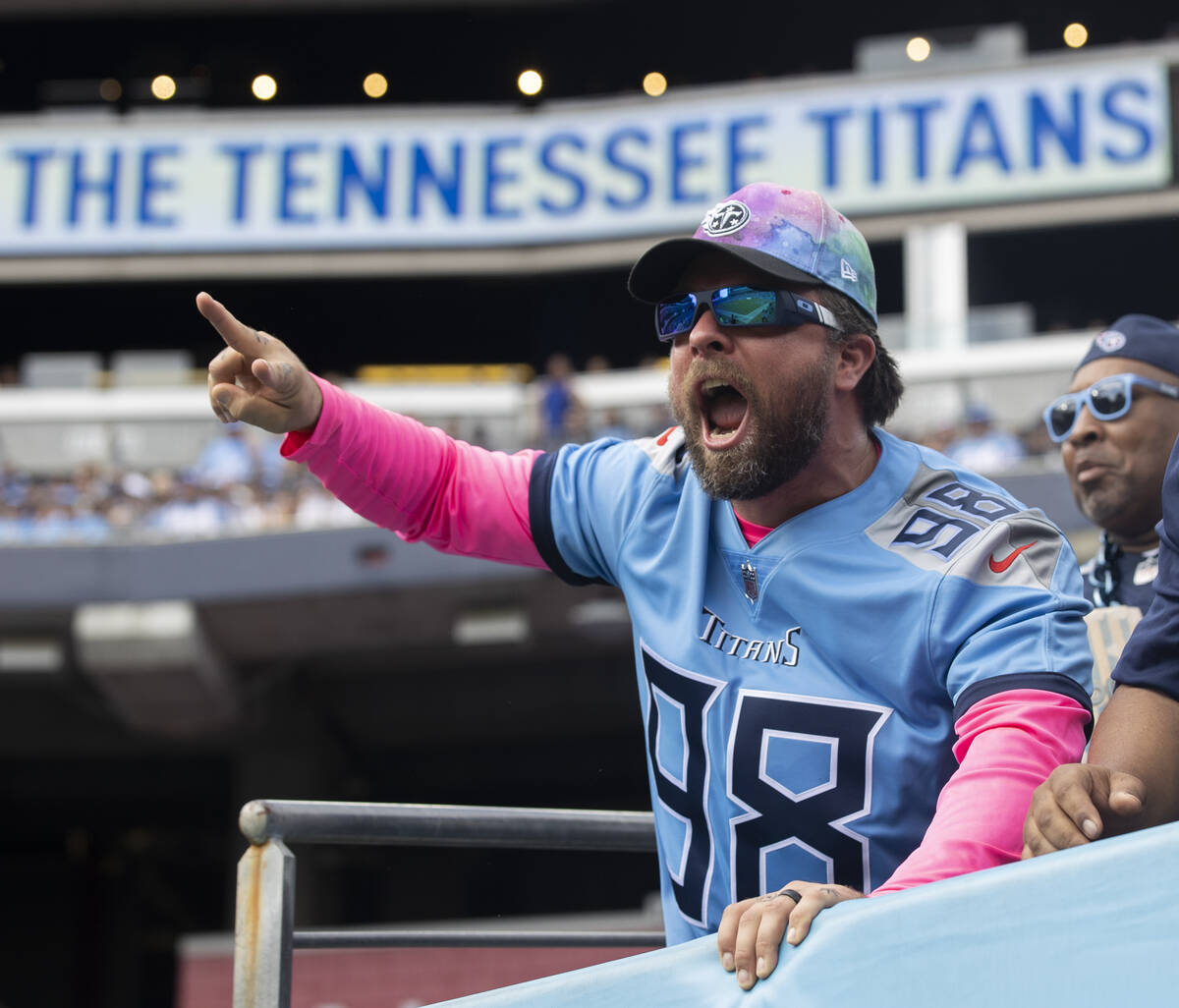 Titans fans during an NFL football game against the Raiders on Sunday, Sept. 25, 2022, at Nissa ...