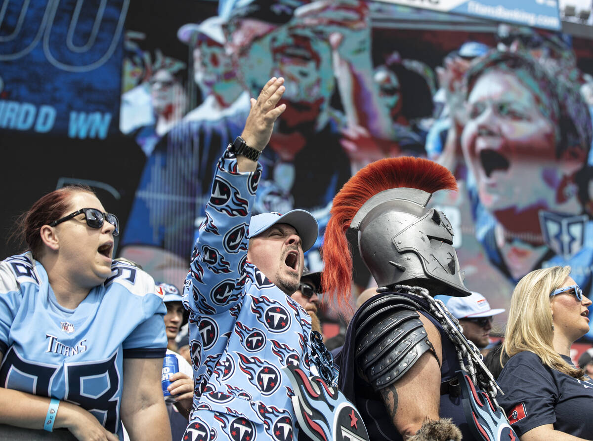 Titans fans during an NFL football game against the Raiders on Sunday, Sept. 25, 2022, at Nissa ...