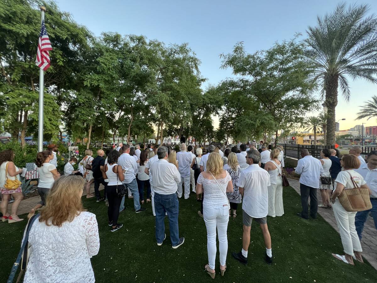 A reunion of production members of the Siegfried and Roy show is shown at the Healing Garden in ...