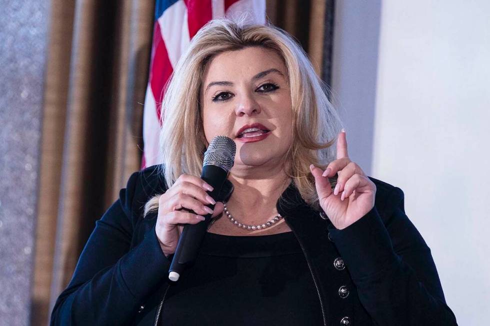 Michele Fiore, then a Republican candidate for Nevada governor, speaks during a debate on Feb 8 ...