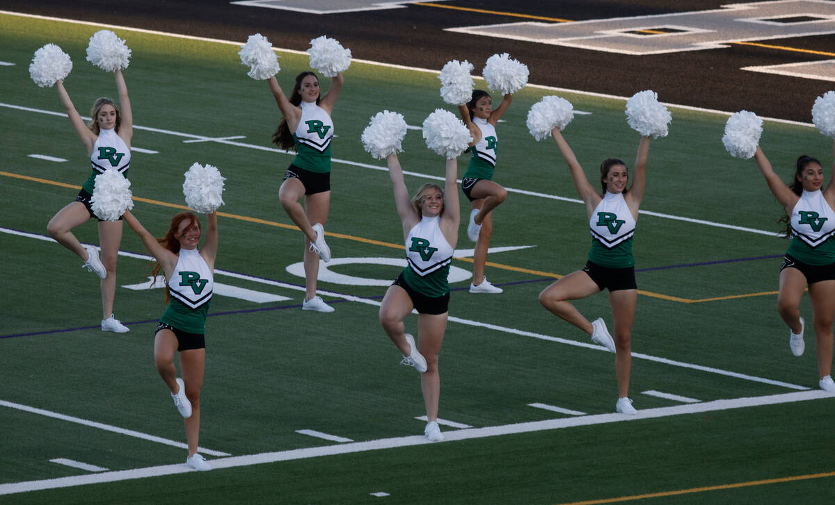 Palo Verde’s dance team members perform before a football game against Arbor View, Frida ...