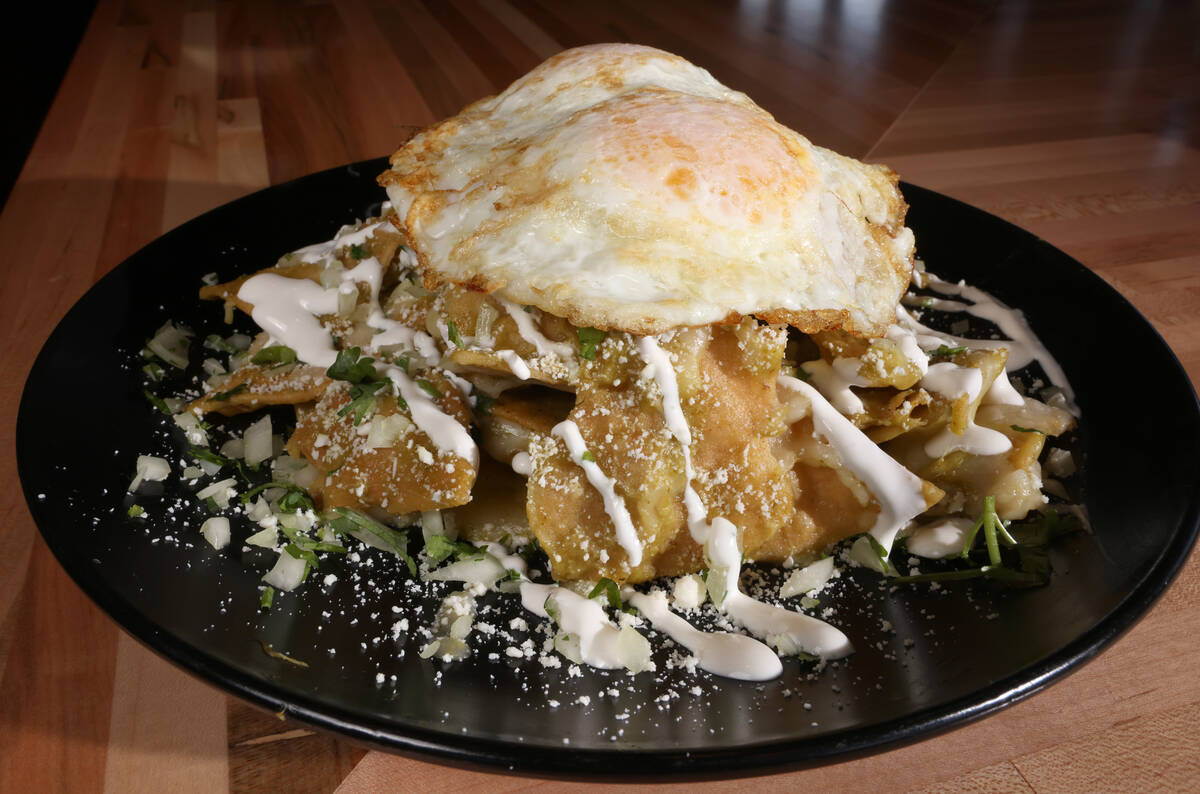 Chilaquiles verdes at El Luchador Mexican Kitchen & Cantina in Henderson Monday, Sept. 12, 2022 ...