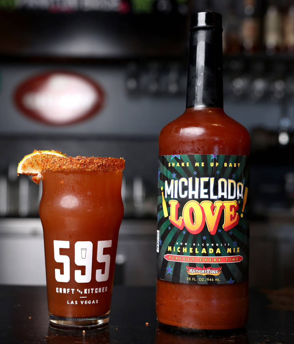 Michelada cocktail made with Michelada Love mix at 595 Craft and Kitchen in Las Vegas Wednesday ...