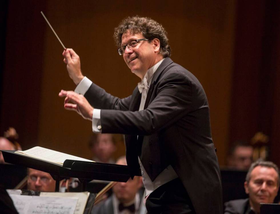 Music Director Donato Cabrera directs the Las Vegas Philharmonic on Saturday, Sept. 7, 2019, at ...