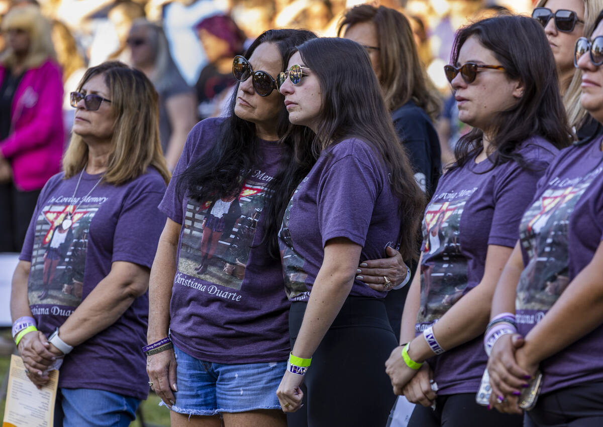 Family and friends of Christiana Duarte reflect during the Sunrise Remembrance Ceremony remembe ...