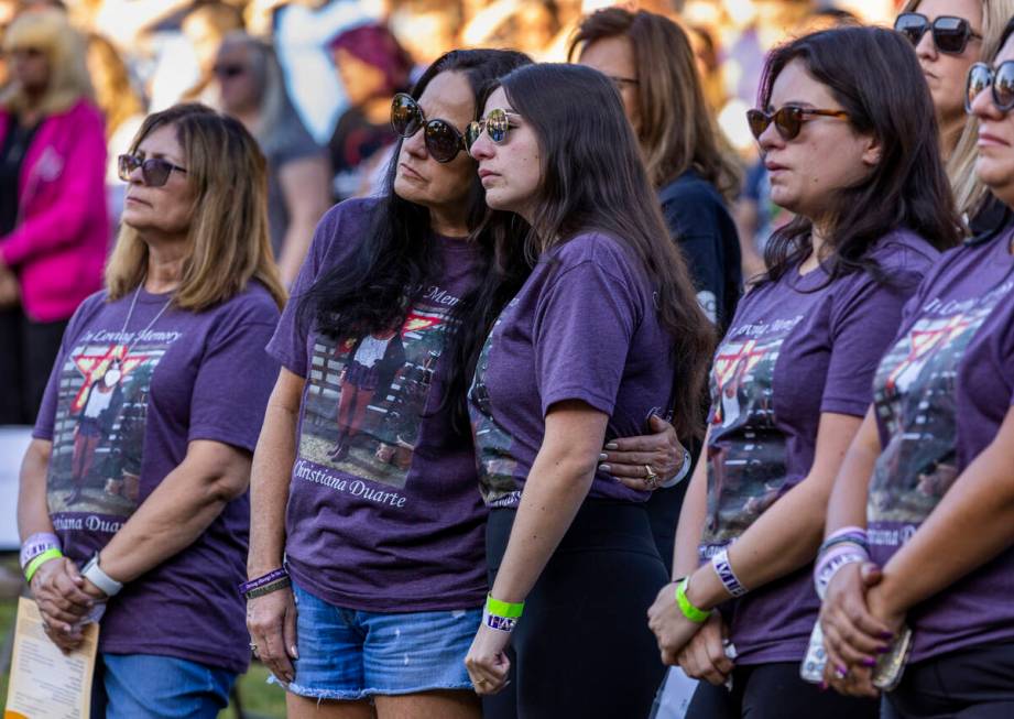 Family and friends of Christiana Duarte reflect during the Sunrise Remembrance Ceremony remembe ...