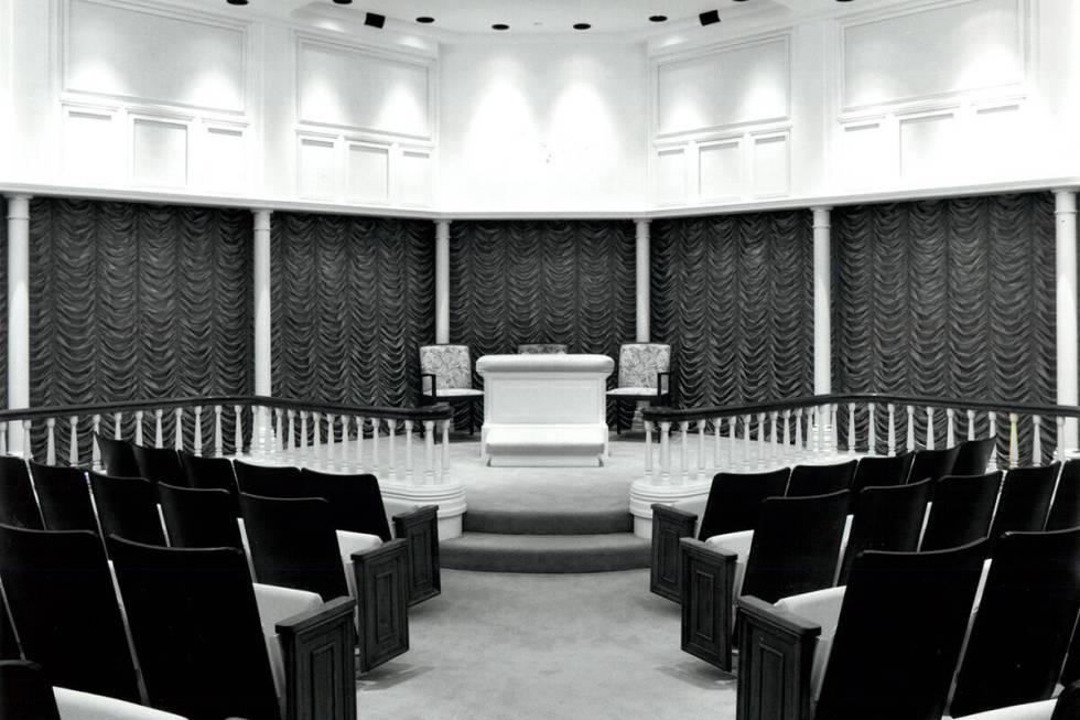 An ordinance room of the Las Vegas temple of The Church of Jesus Christ of Latter-day Saints. ( ...