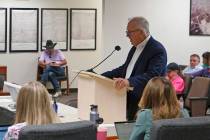 Mark Kampf addresses the Nye County Commission on Tuesday, July 19, 2022, in Pahrump, Nev. On T ...