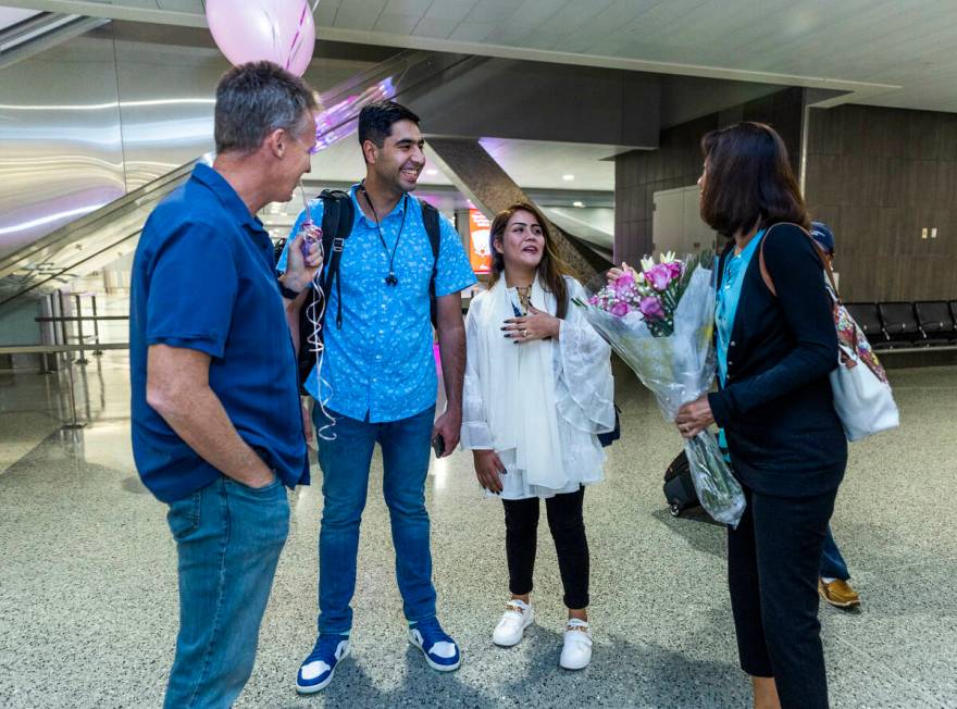 (From right) Ellen Hoffman welcomes Shabana after her arrival with husband Mohammad "Benny" Shi ...