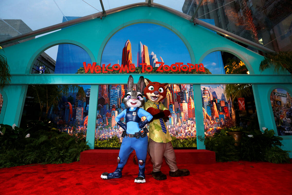 The characters of Judy Hopps and Nick Wilde pose at the premiere of "Zootopia" at El Capitan th ...