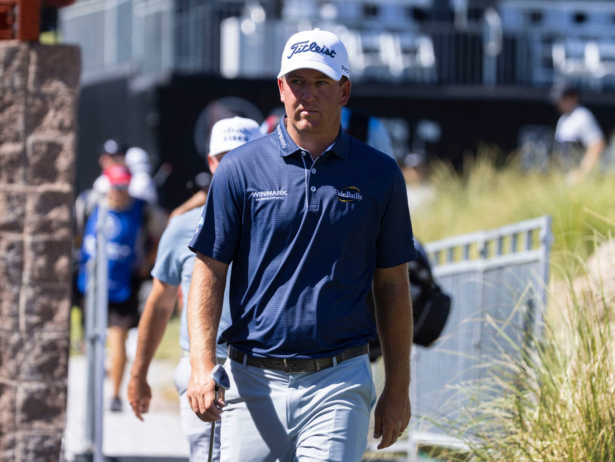 Tom Hoge walks after teeing off from the sixteenth during the first round of the Shriners Child ...