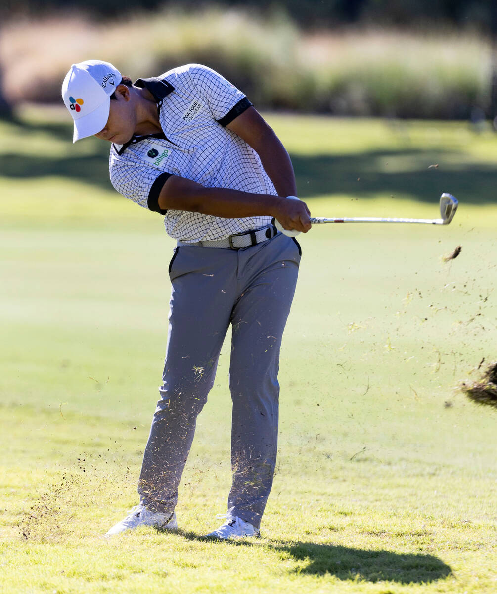 Si Woo Kim, of South Korea, drives to the tenth green during the second round of the Shriners C ...