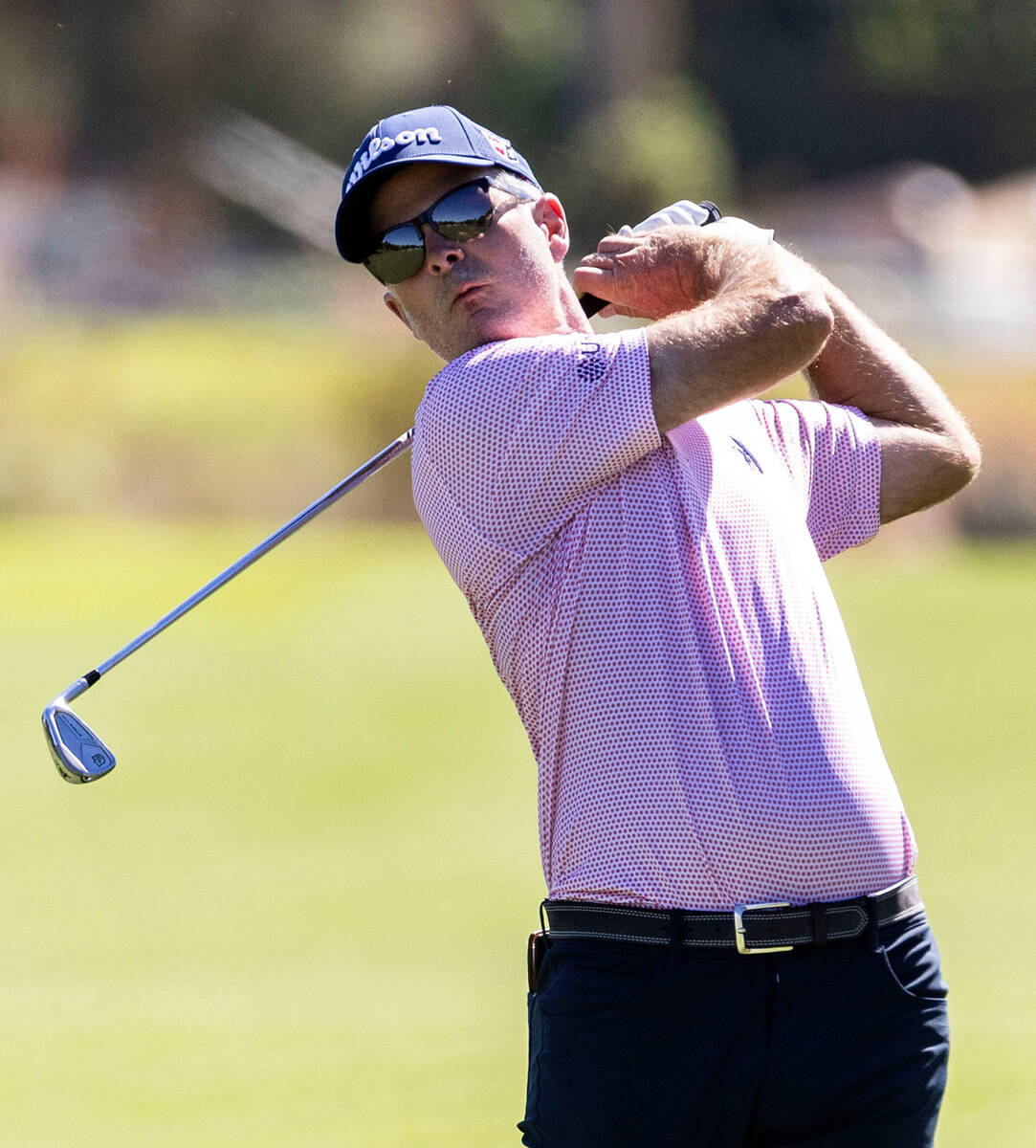 Kevin Streelman watches his drive to the ninth green during the second round of the Shriners Ch ...