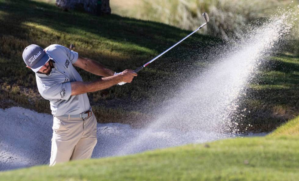 Max Homa hits out of the sand to the tenth green during the second round of the Shriners Childr ...