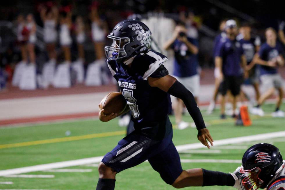 Shadow Ridge’s Coen Nicholas Coloma runs into the end zone for a touchdown during the s ...