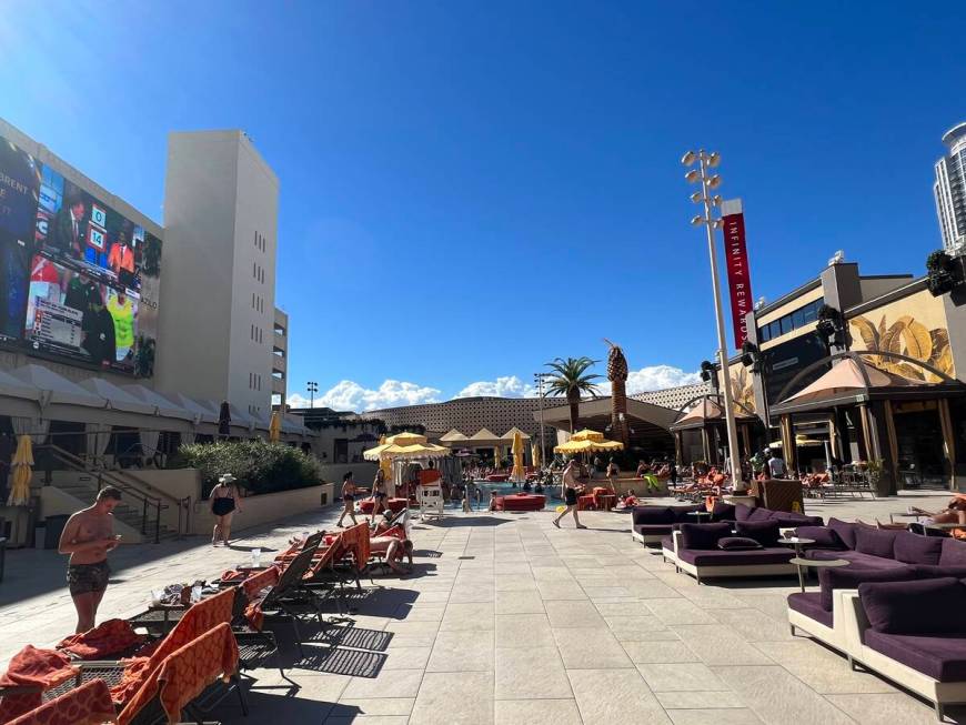 The Azilo Ultra Pool deck at Sahara is shown on Saturday, Oct. 8, 2022. (John Katsilometes/Las ...