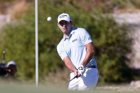 Patrick Cantlay hits a chip shot to the twelfth green during the third round of the Shriners Ch ...