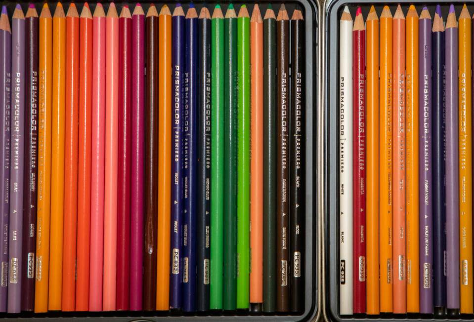 Color pencils at an Adult Coloring and Journaling session on Sunday, Oct. 2, 2022, in Las Vegas ...