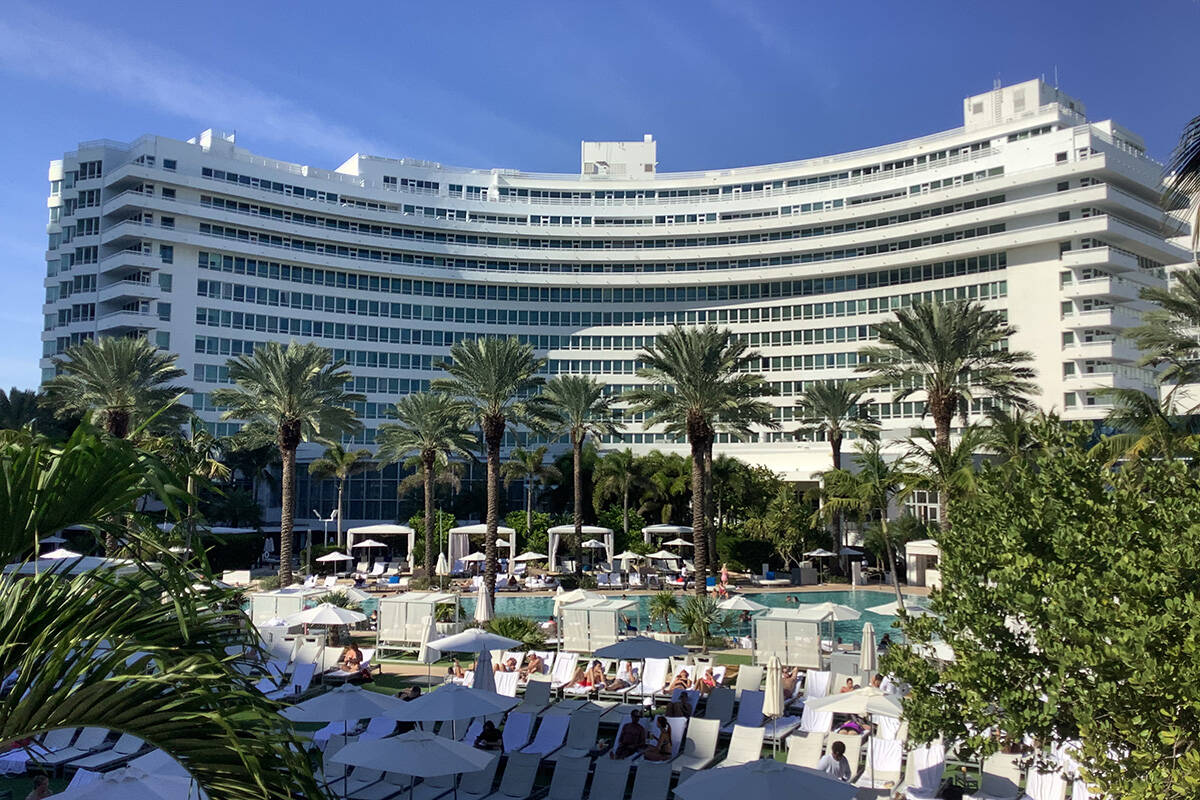 The Fontainebleau Miami Beach hotel in Florida is seen Tuesday, Dec. 7, 2021. (Eli Segall/Las V ...