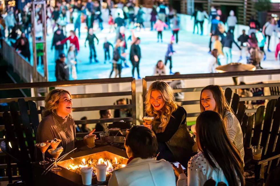 Fire pits are available around the ice skating rink at The Cosmopolitan of Las Vegas, which reo ...