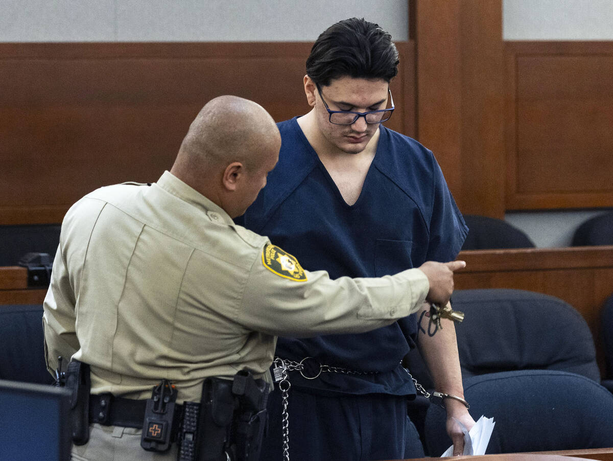 Christopher Gonzalez, who pleaded guilty to manslaughter in an overdose death, is led into the ...