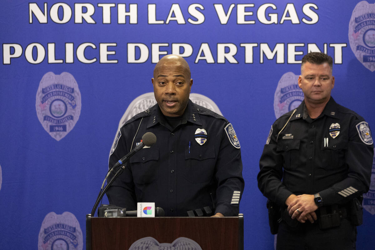 Assistant Chief Michael Harris speaks on an officer involved shooting during a press conference ...