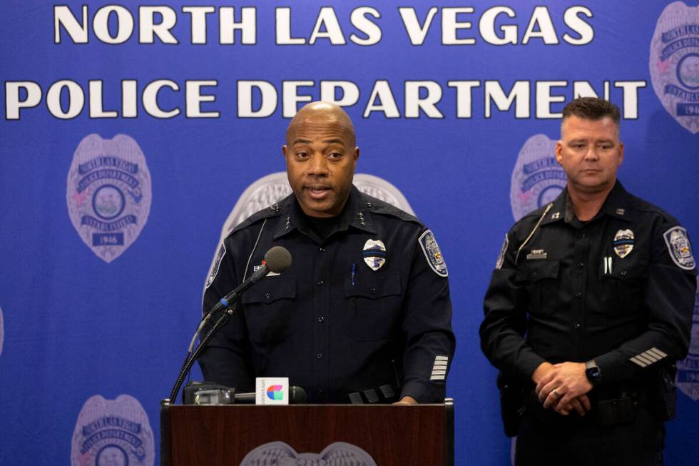 Assistant Chief Michael Harris speaks on an officer involved shooting during a press conference ...