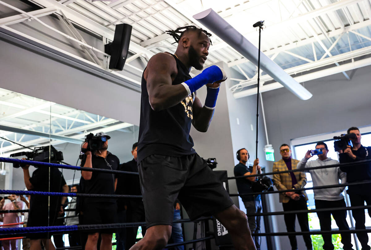 Boxer Deontay Wilder works out at a gym at UFC Apex on Thursday, Sept. 22, 2022, in Las Vegas. ...