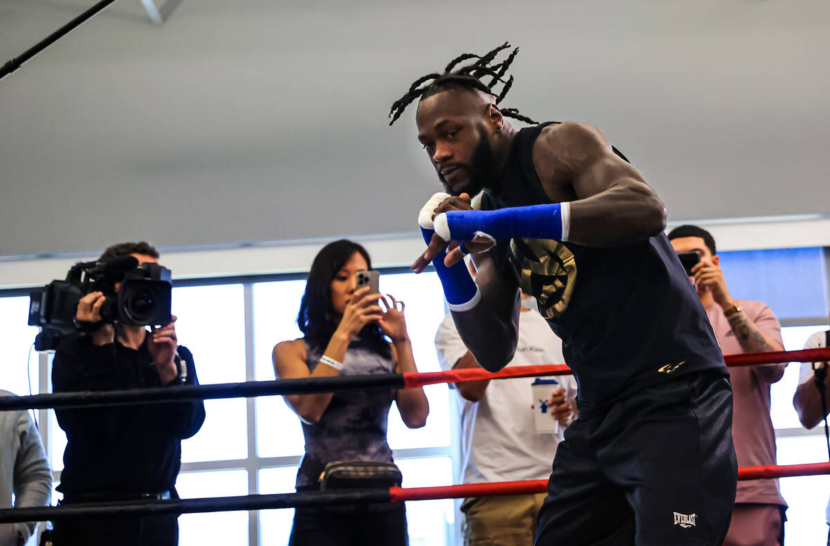 Boxer Deontay Wilder works out at a gym at UFC Apex on Thursday, Sept. 22, 2022, in Las Vegas. ...