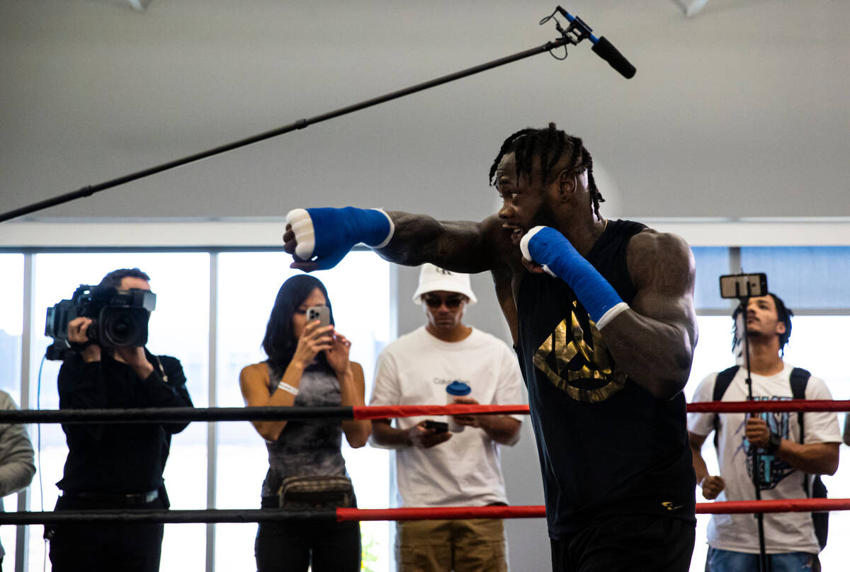 Boxer Deontay Wilder works out at a gym at UFC Apex on Thursday, Sept. 22, 2022, in Las Vegas. ...