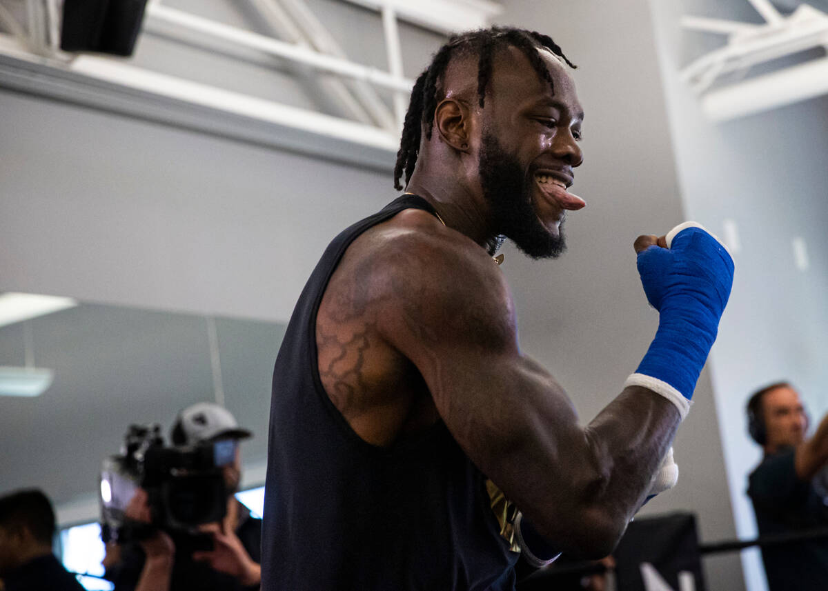 Boxer Deontay Wilder works out at a gym at UFC Apex on Thursday, Sept. 22, 2022, in Las Vegas. ...