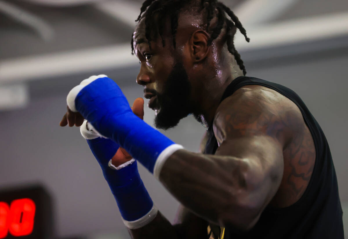 Boxer Deontay Wilder works out at a gym at UFC Apex on Thursday, Sept. 22, 2022, in Las Vegas. ...