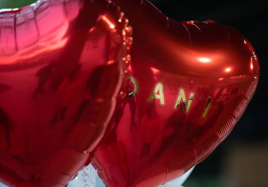 A balloon with Dani Young's name on Thursday, Oct. 13, 2022, in Las Vegas. (Amaya Edwards/Las V ...